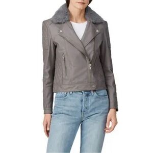 Samantha Sipos Gray Quilted Leather Biker Jacket size L